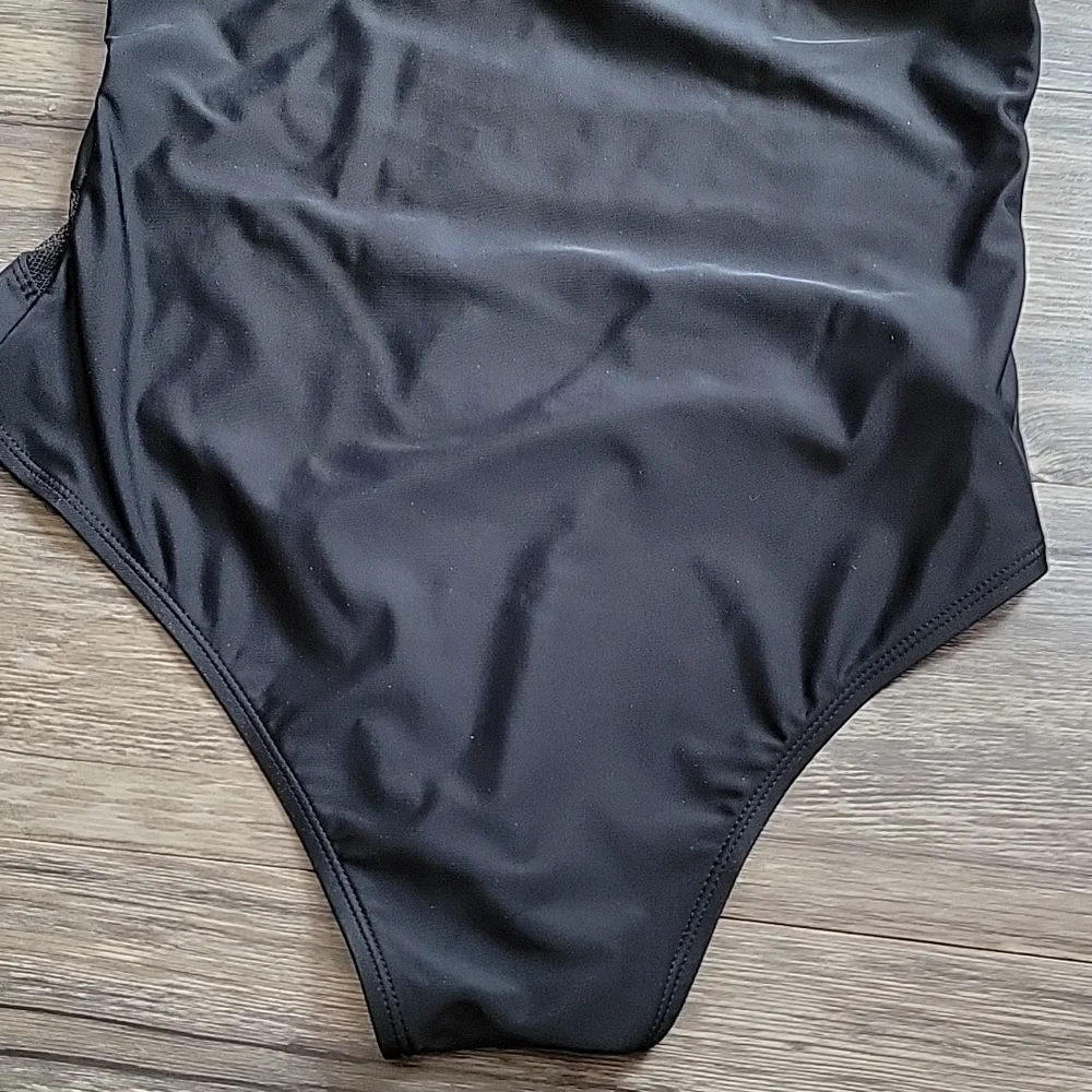 Black & White Mesh One Piece Swim - Picture 8 of 12